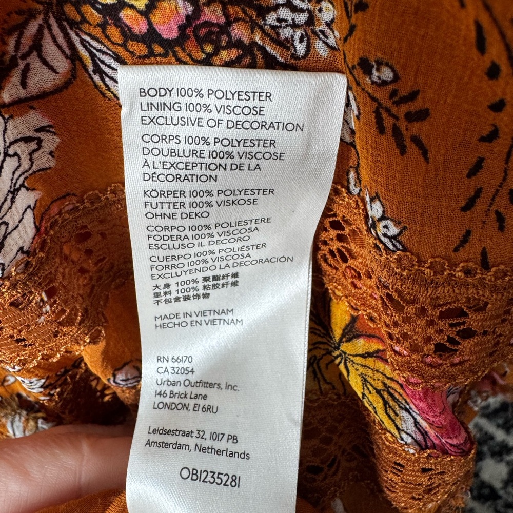 Free People | Cherry Blossom Tiered Mini Dress, Orange | Size Small - Picture 11 of 12